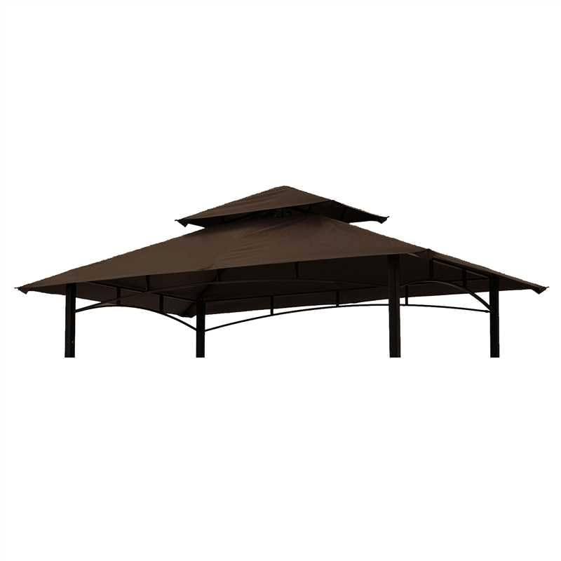 Hugline Grill Gazebo Replacement Canopy Roof - Hugline 5x8 Outdoor Grill Shelter Canopy Top Double Tiered BBQ Tent Cover Fit for Model L-GG001PST-F (Brown) - Image 1